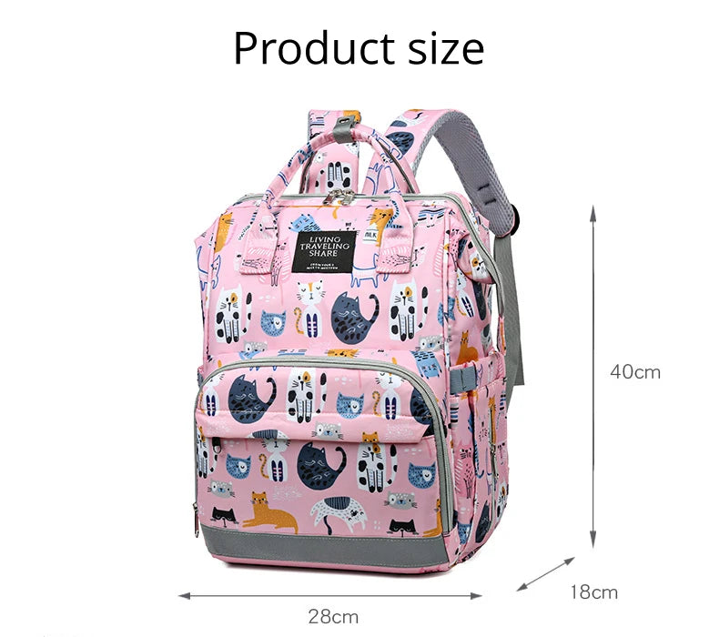 JoyTrail Mommy Backpack — Lightweight Printed Nylon Maternity & Baby Travel Bag with Large Capacity