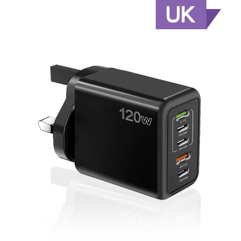 USB C Charger Fast Charging Type C 3 PD + 2 USB QC3.0 Mobile Phone Adapter For iPhone Xiaomi Samsung ipad Realme Tablet
