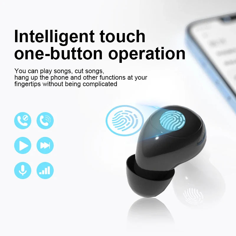 Invisible Headphones TWS Mini Earphones Wireless Bluetooth 5.3 Earbuds with Microphone Noise Reduction In-Ear Headset for Phone