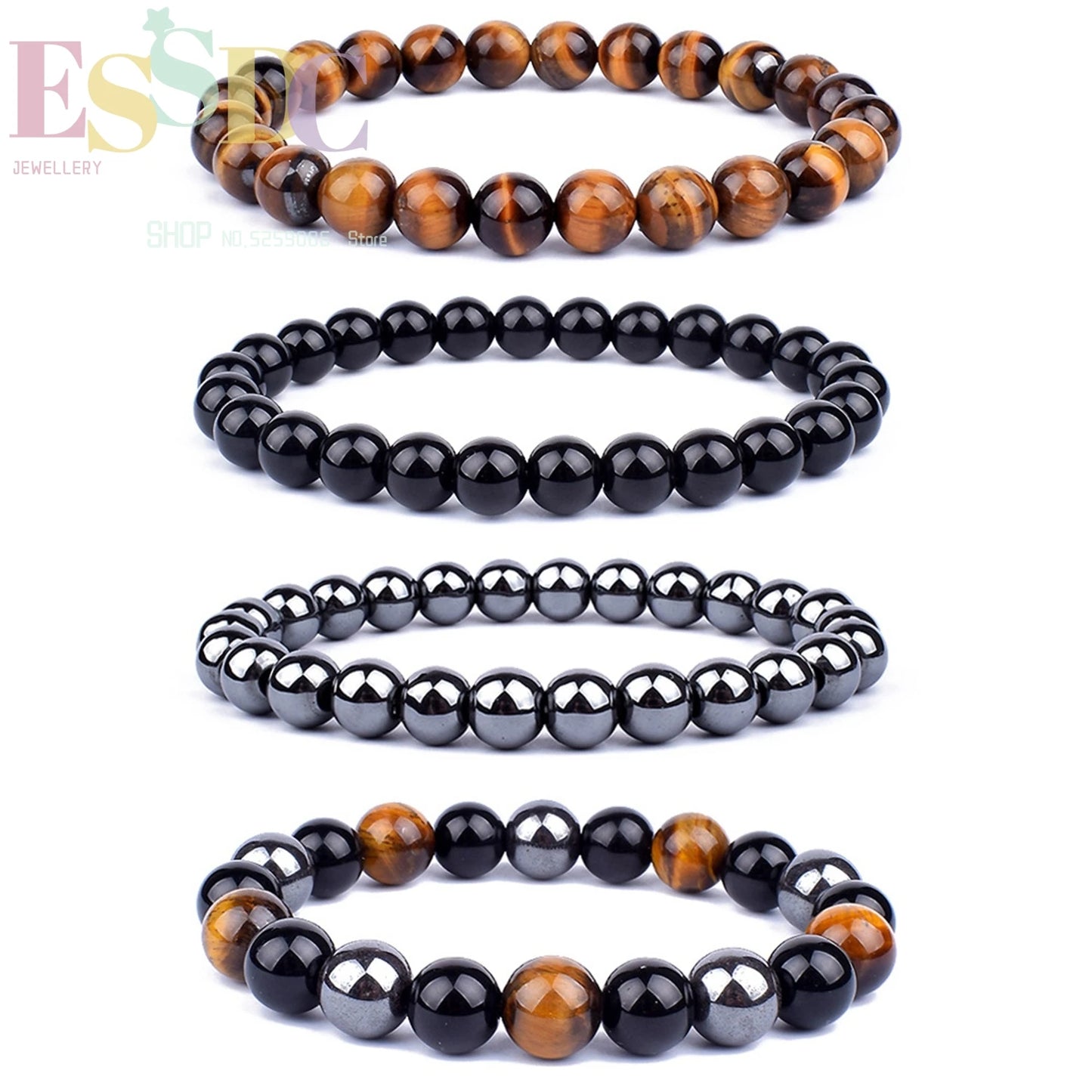 Tiger Eye & Hematite Energy Bracelet – Magnetic Healing Beads for Strength, Balance & Happy Vibes ✨
