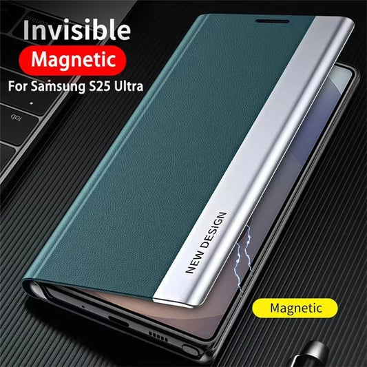 Luxury Leather Flip Case For Samsung Galaxy S25 S24 S23 S22 S21 S20 Ultra Plus S23 S21 S24 FE Note 20 Ultra 10 Plus Stand Cover