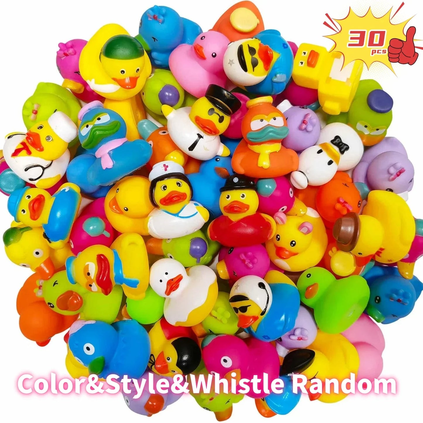 30-Pack Rubber Ducks Bulk Set – Assorted Duckies for Bath & Jeep Ducking