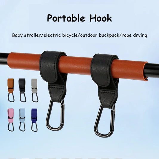 1 PCS PU Leather Baby Bag Stroller Hook 360 Degree Rotatable Multi Purpose Pram Hook Baby Stroller Accessories