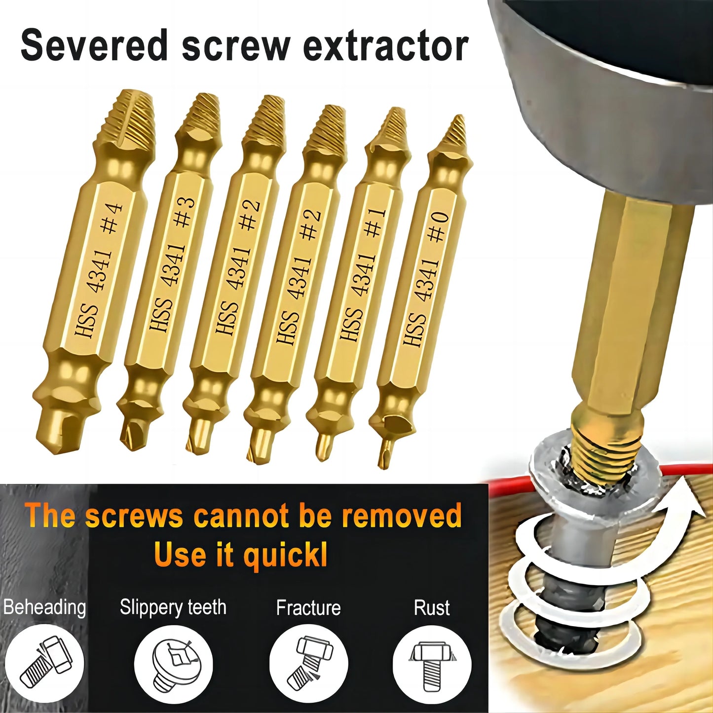 6pcs Damaged Screw Extractor Set: Double Head Screw Remover Tools for Easy Out Bolt Extractor & Broken Head Screw Removers - Hig - THOOBO!