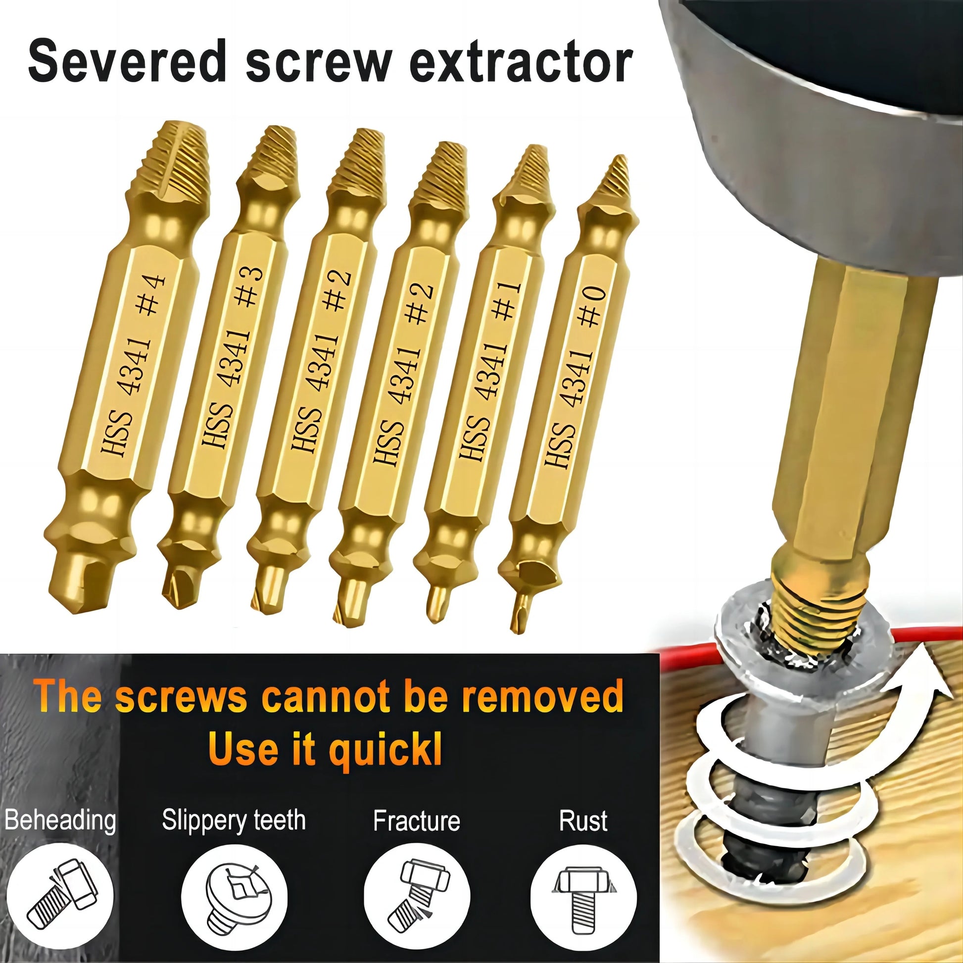 6pcs Damaged Screw Extractor Set: Double Head Screw Remover Tools for Easy Out Bolt Extractor & Broken Head Screw Removers - Hig - THOOBO!