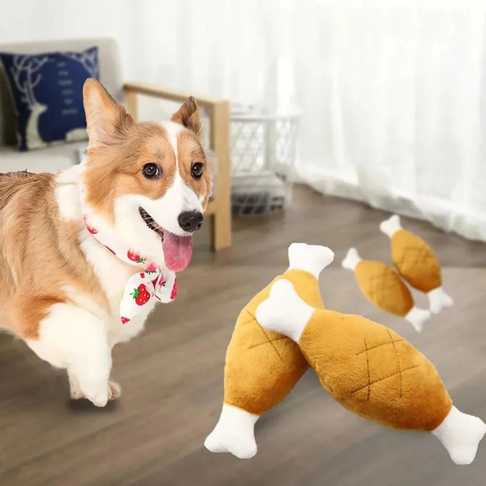 Chomp Charmers Plush Squeaky Bone & Carrot Toys – Built for Wiggles, Designed for Chewers!