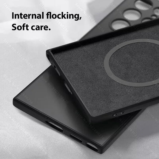 Liquid Silicone Case For Magsafe For Samsung Galaxy S24 S22 S21 S23 Ultra Plus Fe Wireless Charge Magnetic Back Shockproof Cover