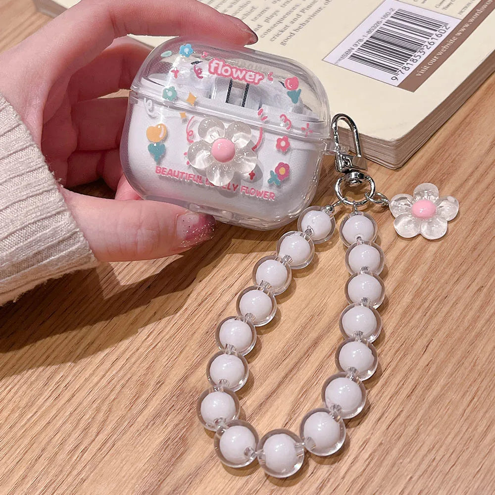 Diy Flowers Butterfly Decorate Cover For Samsung Buds 3 Pro Case Soft TPU Protective Fundas For Galaxy Buds3 Buzz 3 Pro Bracelet