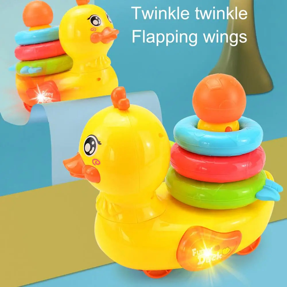 Moving Duck Toys Electric Duck Teether Ring Colorful Interactive Electric Children Toy With Music And Lights For Home - THOOBO!