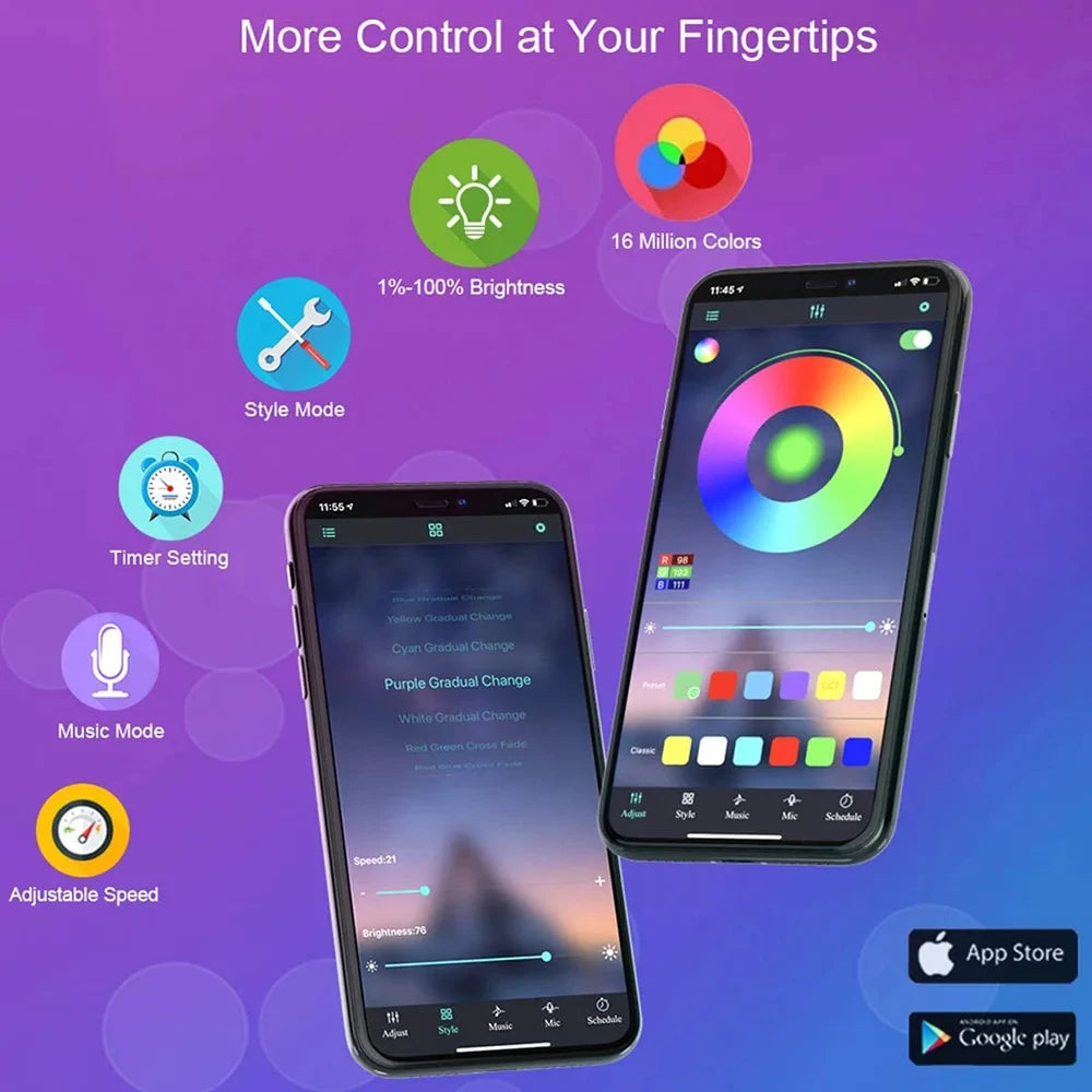 GlowSync Bluetooth LED Strip Lights – Smart 5050 SMD Flexible RGB Tape with App & Remote Control for TV, Gaming & Home Decor