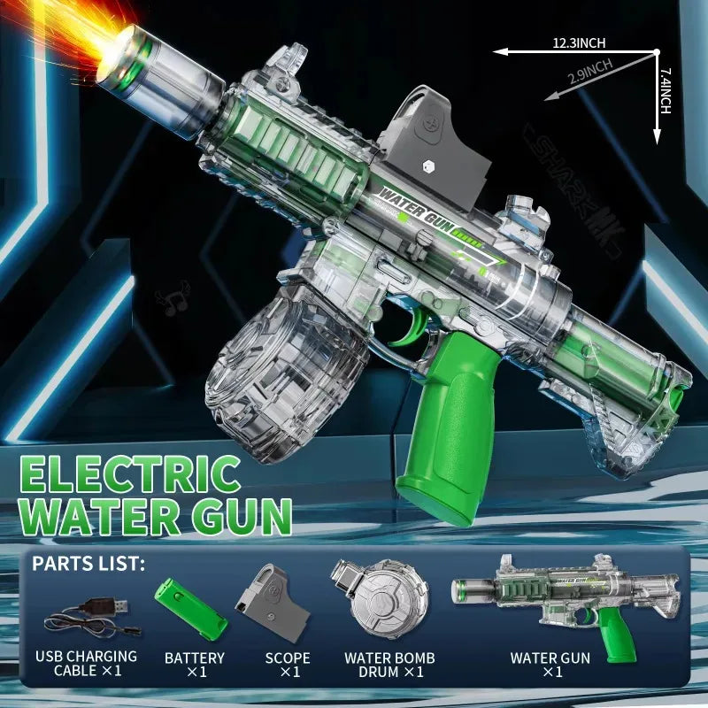 New M416 Electric Water Gun – High-Pressure Outdoor Toy with Light & Flame Effect