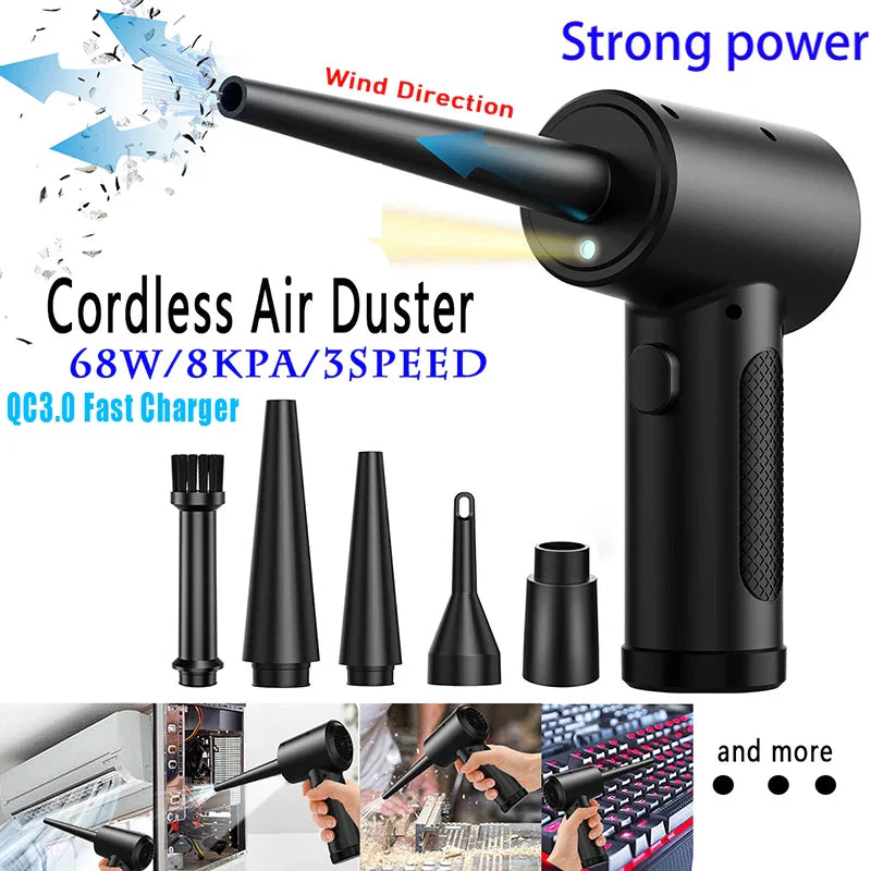 Electric Wireless Air Duster Compressed Air Blower Gun 51000RPM Type-C Air Duster For Computer Keyboard PC Clean Gadget Blower