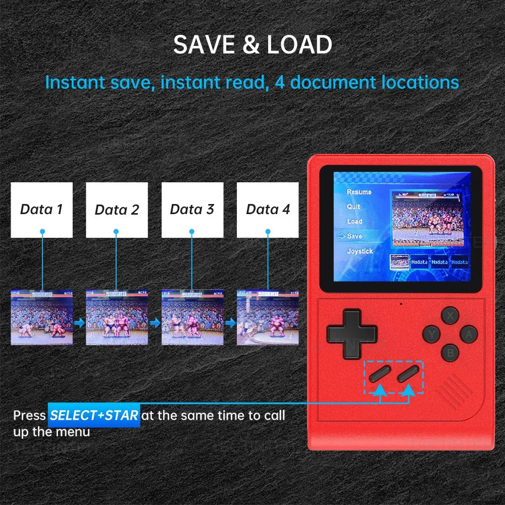 GB300 Portable Handheld Game Player 3.0 inch Screen Video Game Console Built-in 6000 Games Support AV Output for SFC/GBA