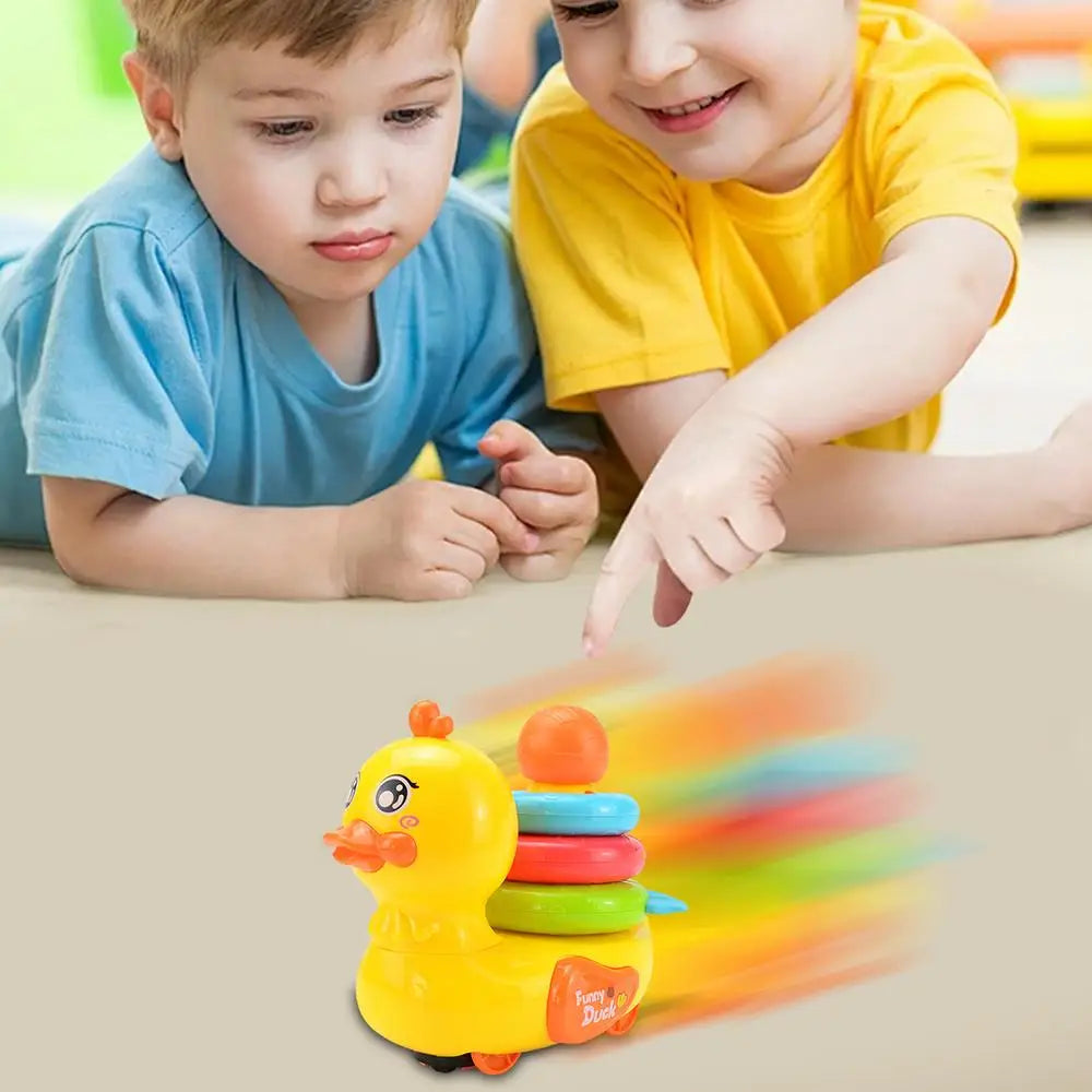 Moving Duck Toys Electric Duck Teether Ring Colorful Interactive Electric Children Toy With Music And Lights For Home - THOOBO!