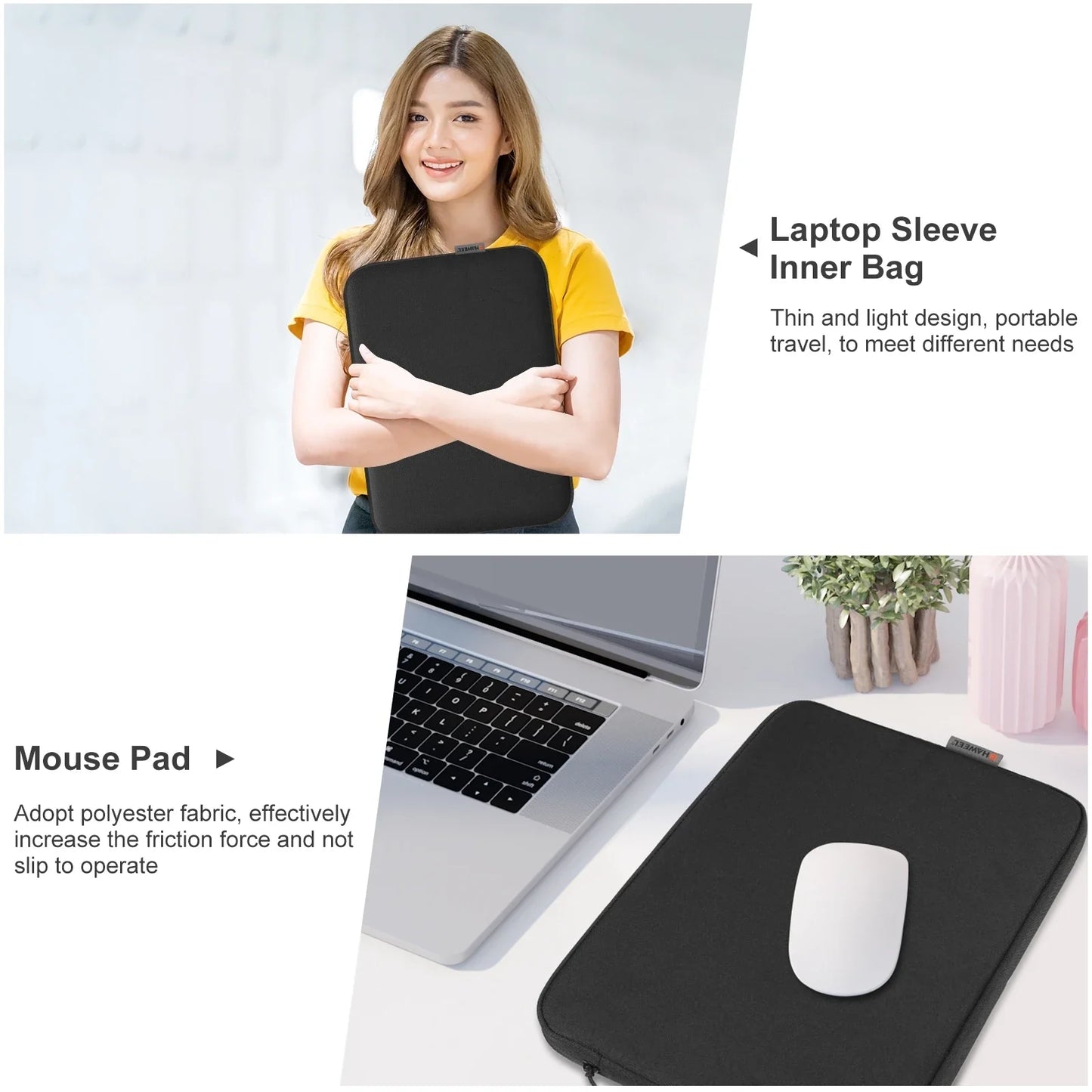 HAWEEL Laptop Sleeve Case 11 13 15 16  inch For HP DELL Notebook bag Carrying Bag Macbook Air Pro 13.3 Protective Case