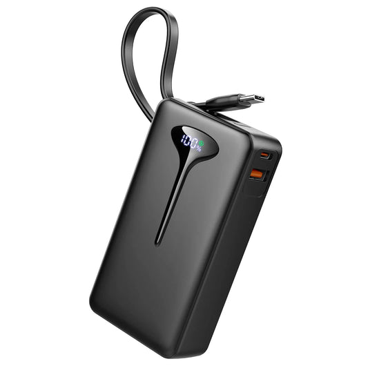 10000mAh Portable Charger Power Bank with 22.5W Fast Charging, USB-C In&Out, Built-in Cable,Travel Essentials for iPhone,Android