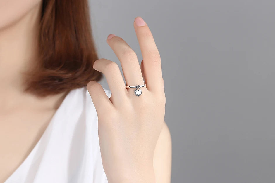 Celesté Crown Heart Ring — 925 Sterling Silver Wishbone of Love and Light