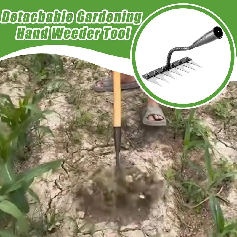 Battle Rake by Lizard Vigilante – 7/8-Teeth Carbon Steel Garden Harrow for Hardcore Weeding