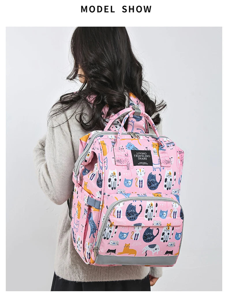 JoyTrail Mommy Backpack — Lightweight Printed Nylon Maternity & Baby Travel Bag with Large Capacity