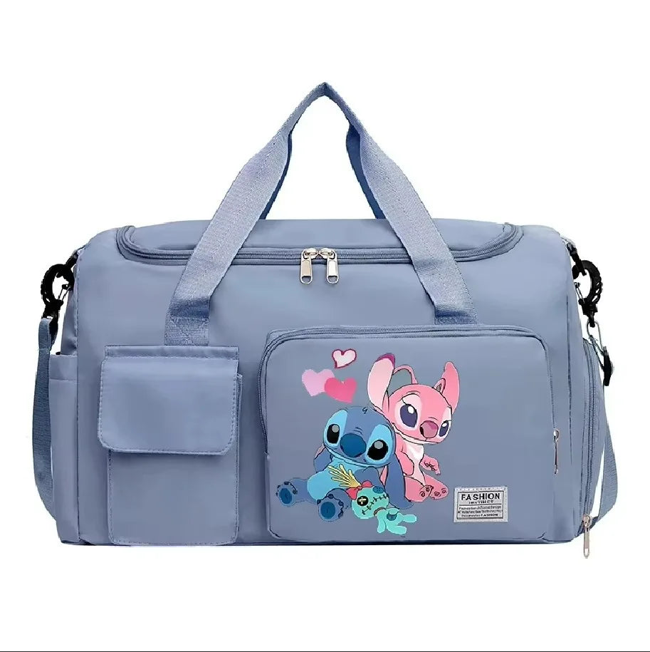 Stitch Splash-Pro Gym Duffel — Waterproof Kawaii Carryall with Shoe Compartment & Wet/Dry Divide (44×28×19cm)