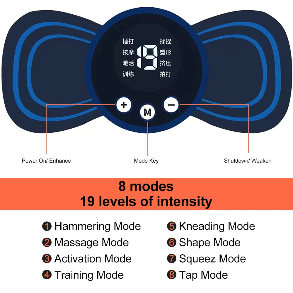 Neck Massager Mini Electric Neck Massage EMS Cervical Back Vertebra Massage Patch 8 Modes Relieve Relax Muscle Fatigue Tools - THOOBO!