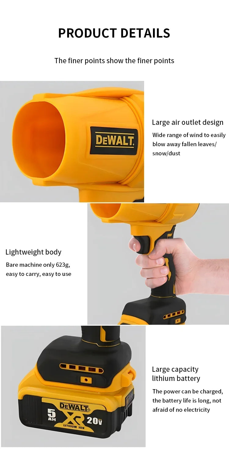 DEWALT StormForce 30000RPM Turbo Fan Dryer ⚡ — Cordless 20V Handheld Jet Blower for Hair, Dust & Car Detailing