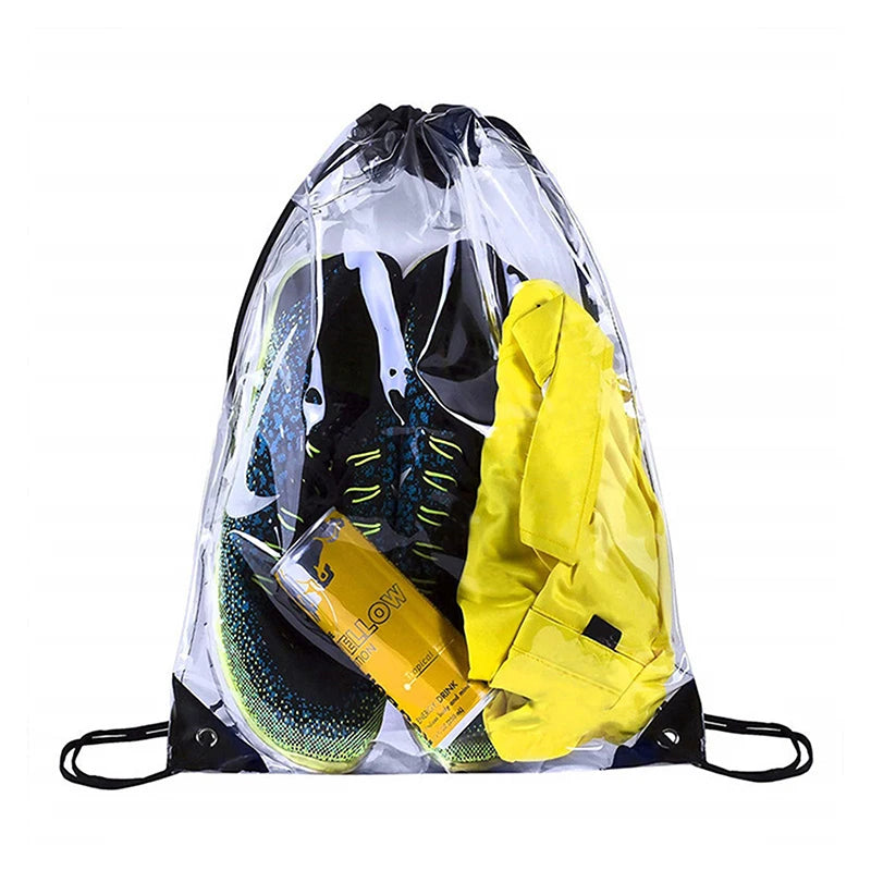Crystal Coast Carry — Transparent Drawstring Beach & Gym Backpack (PVC, Lightweight, Happy-Vibes Capacity)