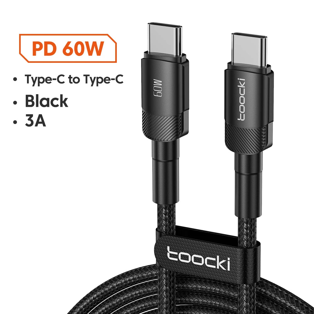 Toocki 100W Type C to USB C Cable PD 3.0 Quick Charge 4.0 Fast Charging Type C to Type C for iPhone 15 Macbook Samsung Xiaomi - THOOBO!
