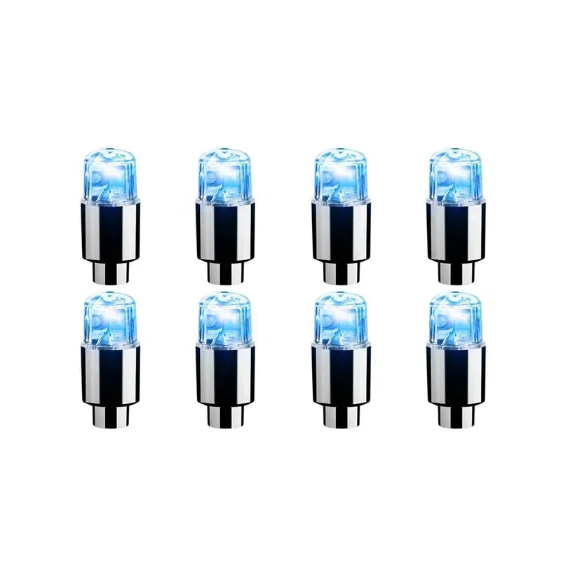 2/4/8Pcs Colorful LED Wheel Lights Car Tire Valve Caps Neon Light Universal Motorcycle Bicycle Valve Cover Auto Accessories