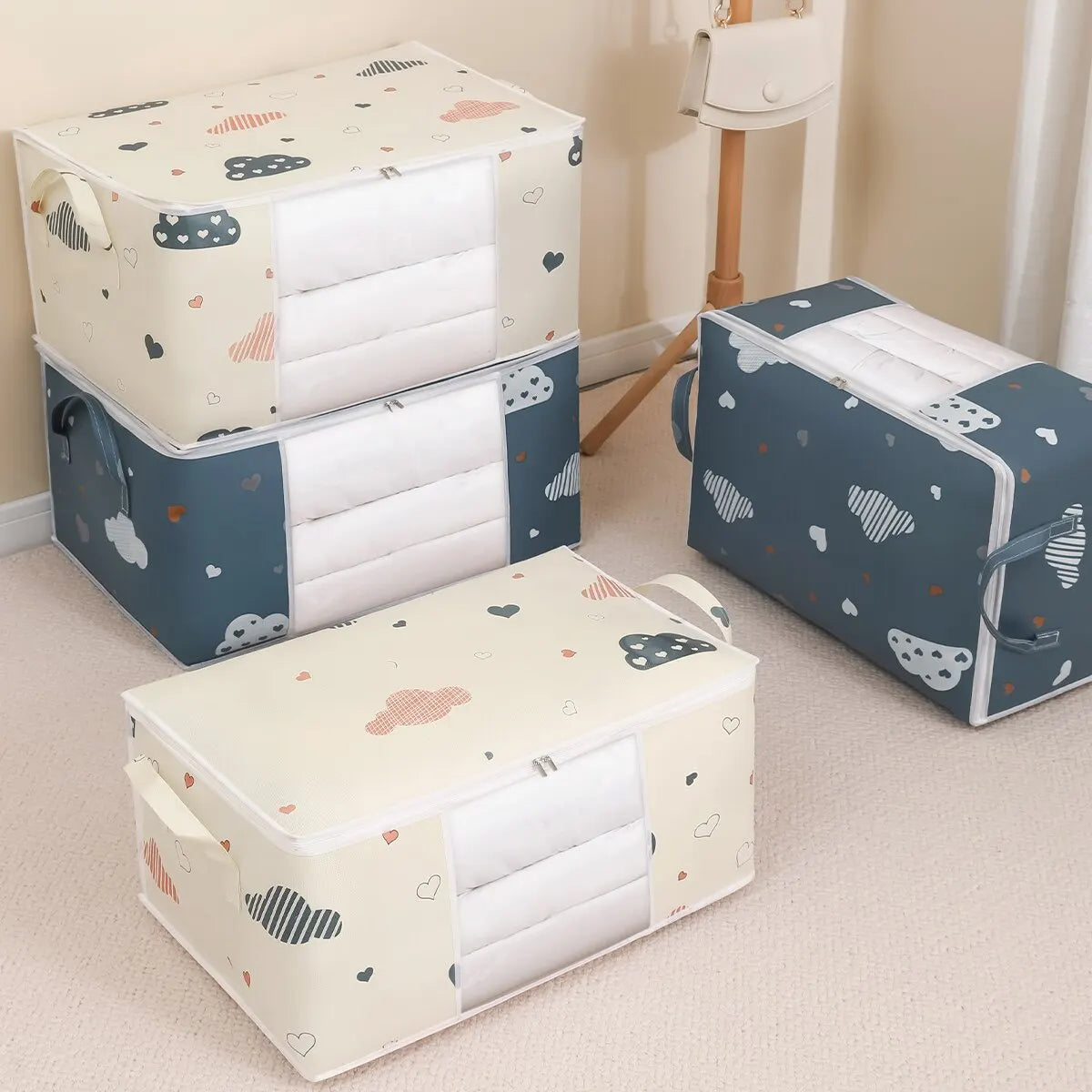 Tidy Titan Storage Bag – Foldable, Large-Capacity Organizer with Zipper & Reinforced Handles for Clothes, Blankets, and Bedding