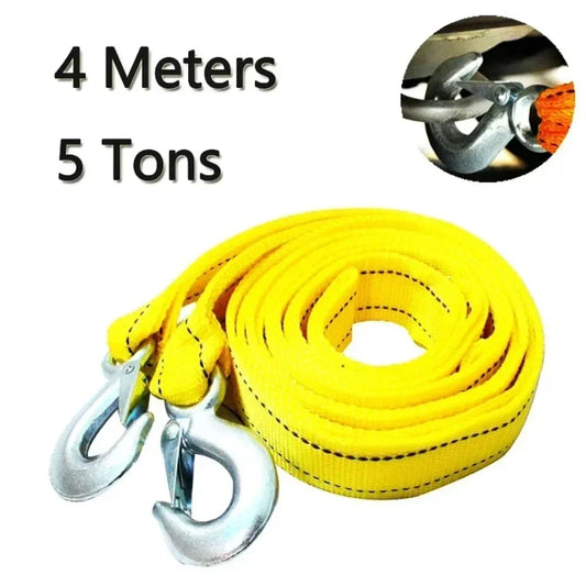 Yank Me Gently – 5-Ton Heavy-Duty 4M Car Tow Strap with Safety Hooks (Bright Yellow Road Rescue Essential)