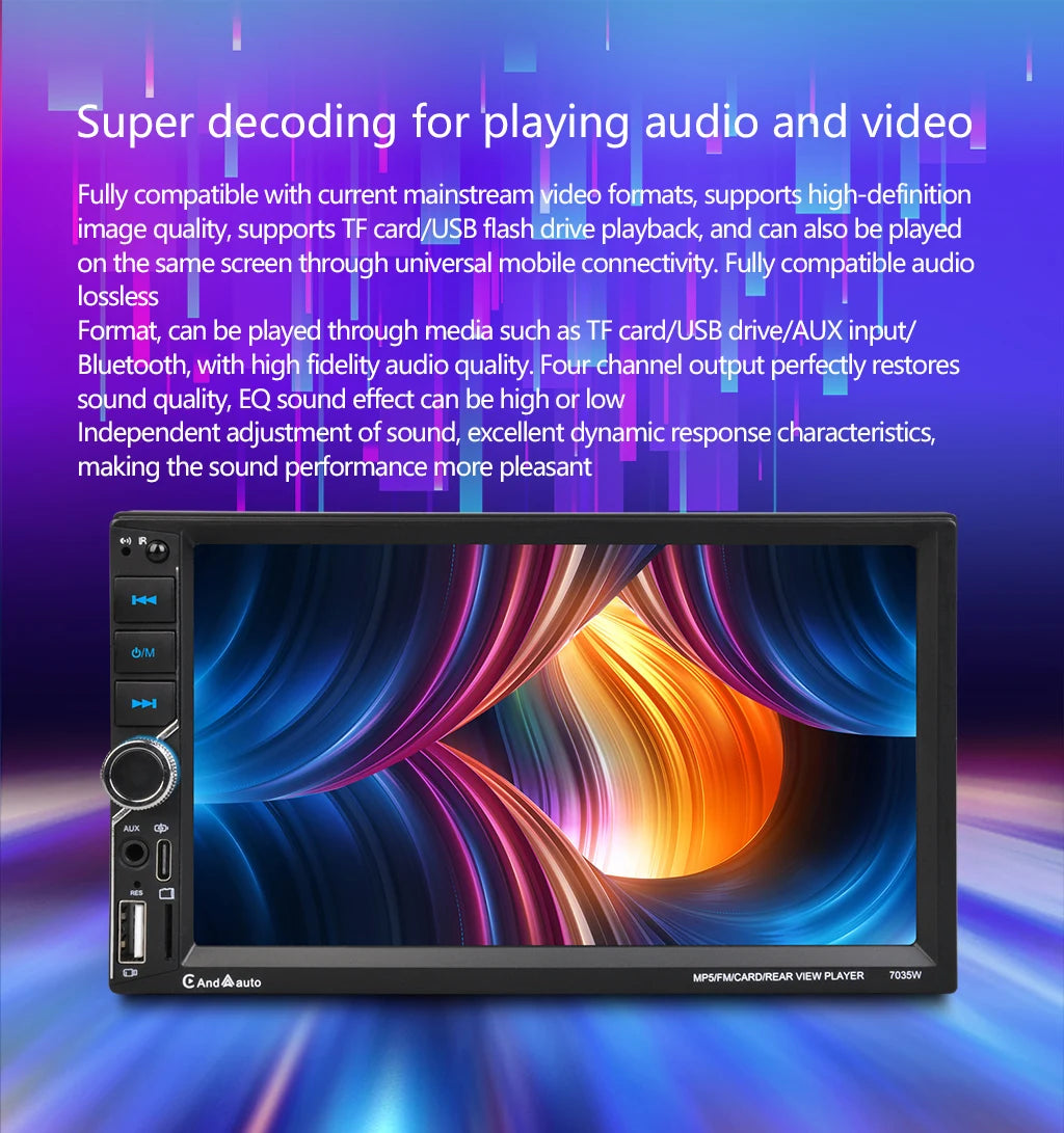 ESSGOO 7" Double Din CarPlay Android Auto Multimedia Player With HD Touchscreen & DSP Sound