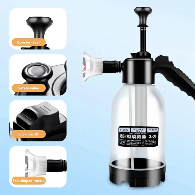 2L Car Wash Spray Bottle Foam Wash Sprayer Hand Pump Foam Sprayer Car Air Pressure Spray Washer Nozzle Can Auto Window Cleaning - THOOBO!