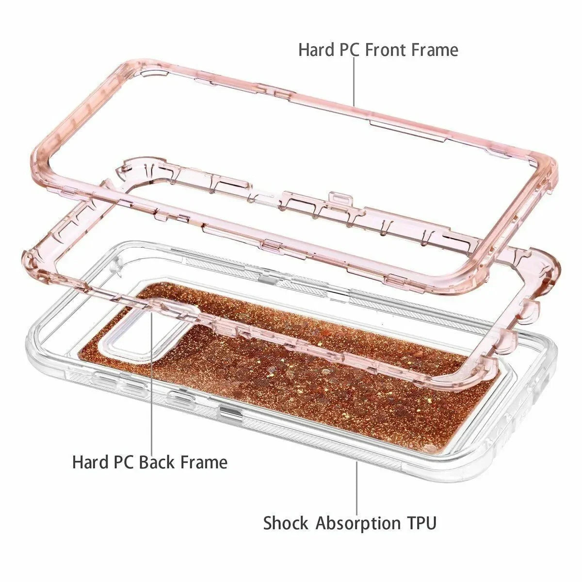 For Samsung Galaxy S23 Ultra S22 S21 S20 S10 Plus Note 20 10 Heavy Duty Transparent Glossy Shockproof Liquid Glitter Rugged Case