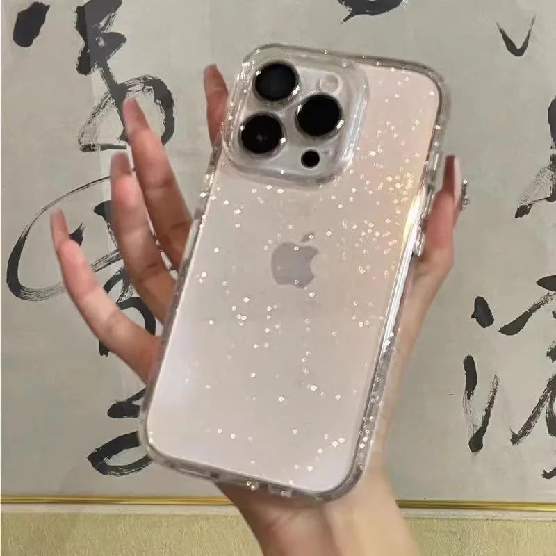 THOOBO! GlitzSnap LuxeCase – Transparent Glitter Bumper Cover for iPhone 16/15/14/13/12/11 Pro Max Mini (Shockproof, Washable, Non-Slip Bling!)