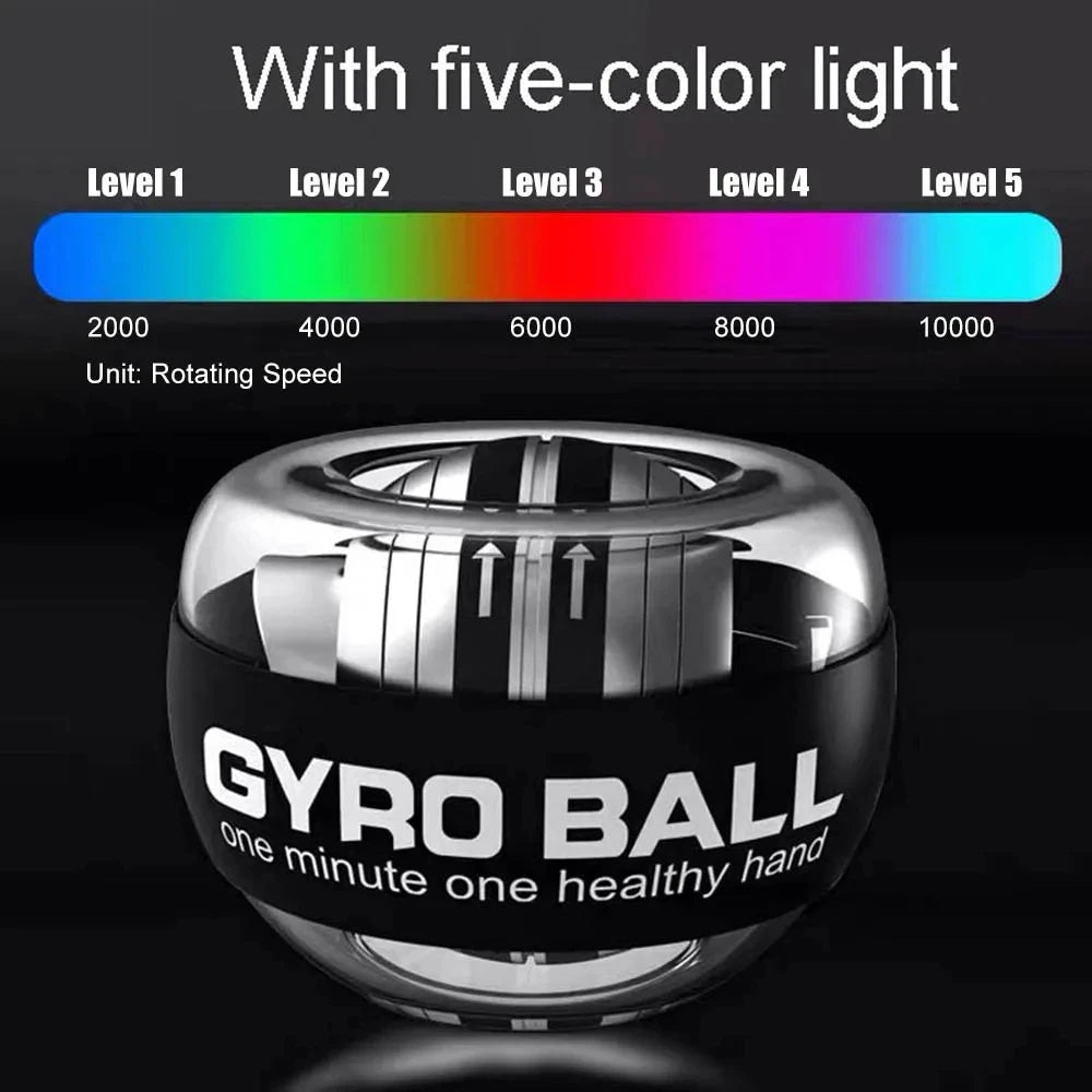 GyroGrace Auto-Start Wrist Force Ball — Steel-Core Grip Trainer & Anywhere Massage Orb (OUT180)