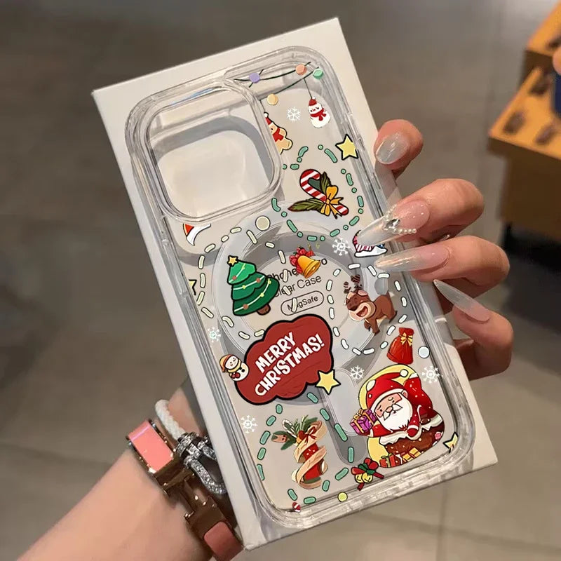 Merry Christma Gift Magsafe Wireless Charger Case For Iphone 17 16 Pro Max 17 Air 15 14 12 13 11 Pro Max 12 13 Mini Phone Casing