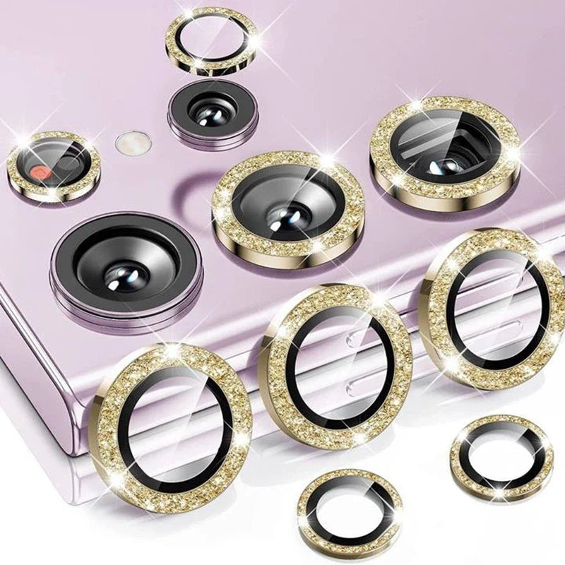 Glitter Camera Glass for Samsung Galaxy S24 Ultra , S23 Ultra , S22 Ultra , S24 Protective Lens Ring Screen Protector