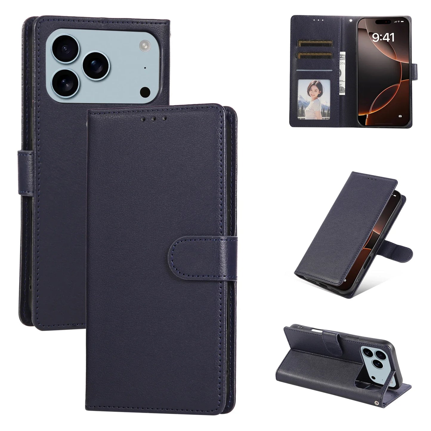 PU Leather Wallet Phone Case For iPhone 17 Pro Max  17 Pro 17 Air 17 16 15 14 Flip Cover Protective Magnetic With Picture Frame