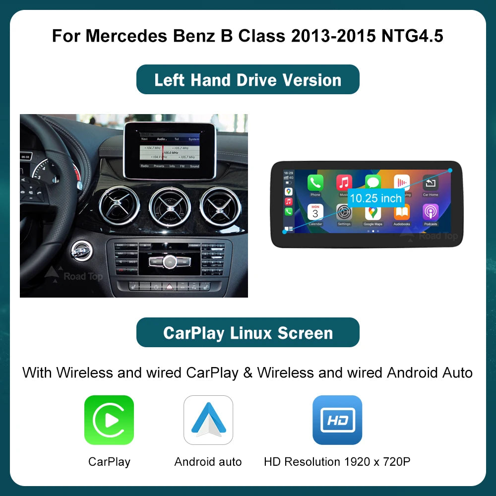 Road Top 12.3" Wireless CarPlay & Android Auto Screen for Mercedes-Benz Magic 🎶✨