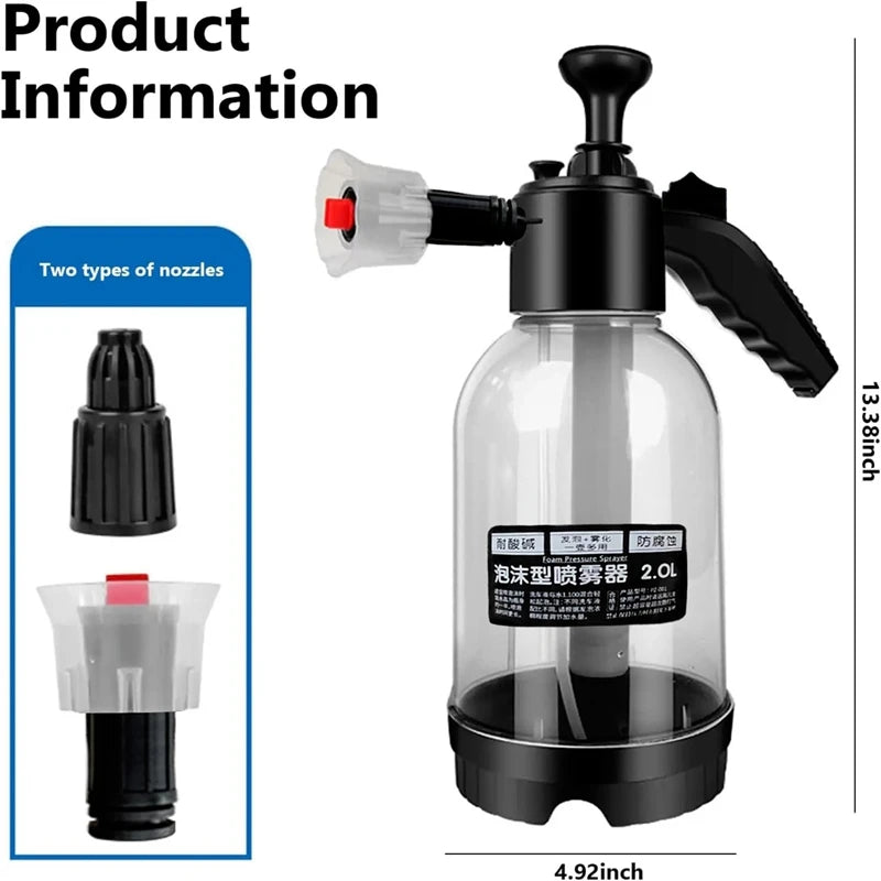 2L Car Wash Spray Bottle Foam Wash Sprayer Hand Pump Foam Sprayer Car Air Pressure Spray Washer Nozzle Can Auto Window Cleaning - THOOBO!