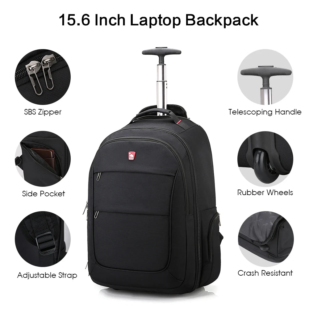 OIWAS AeroRoll 20" Convertible Trolley Backpack — Waterproof Business & Travel Carry-On with Laptop Compartment