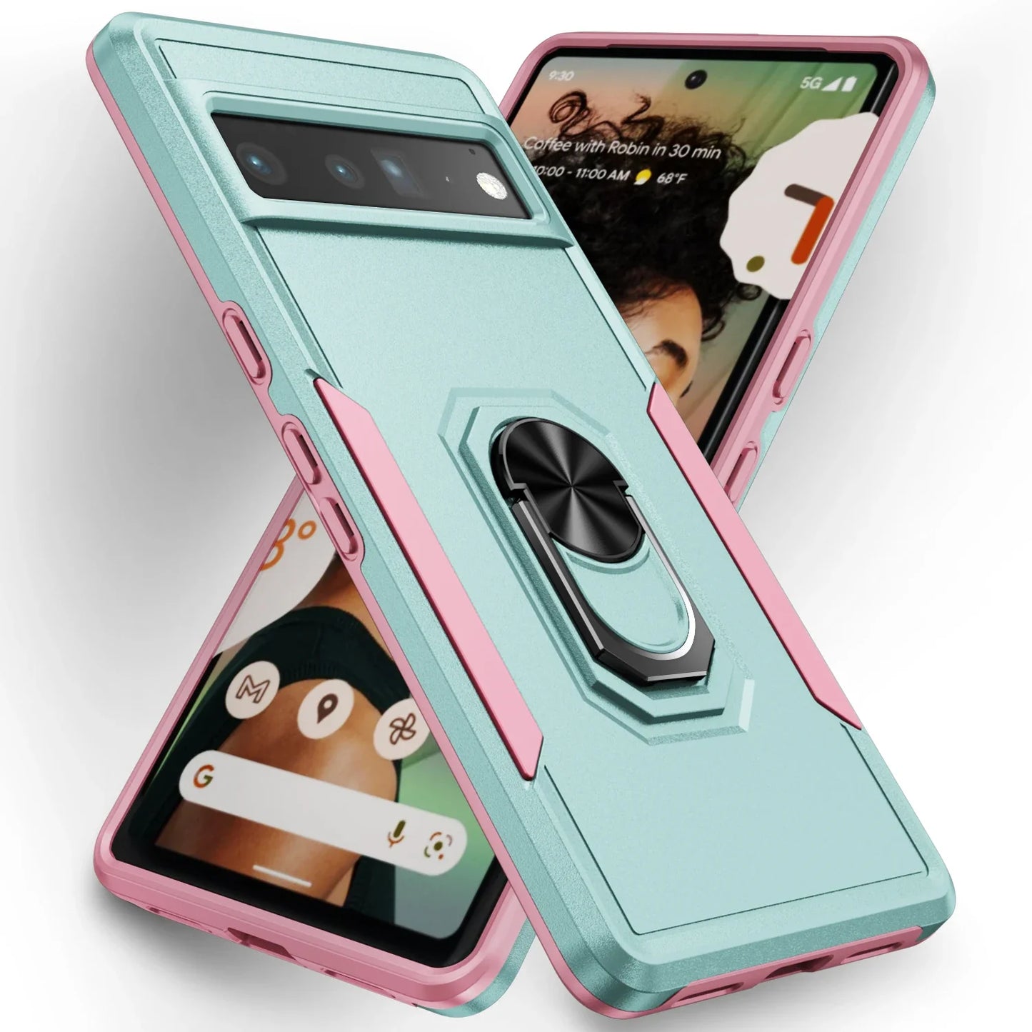 Military Heavy-Duty Magnetic Ring Stand Phone Case For Google Pixel 9 8A 8 7 7A 6 6A Pro Rugged Matte Shockproof Defender Cover