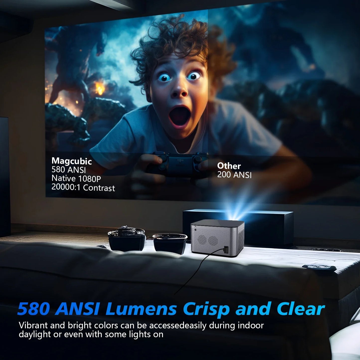 Magcubic HY350 Pro Projector Android 11 4K 1080P 580ANSI Wifi6 Voice Control Allwinner H713 Electronic Focus BT5.0 Home Projetor
