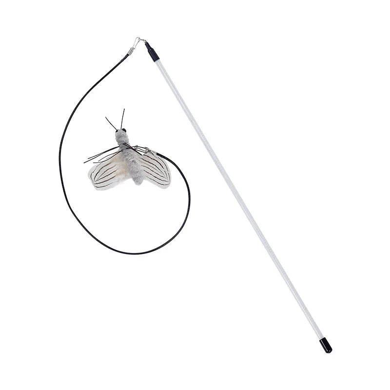 Dr.DC Teasing Cat Stick Head with or without Wire Stick Dragonfly Feather Cat Supplies Interactive Fun Pet Cat Toy Accessories