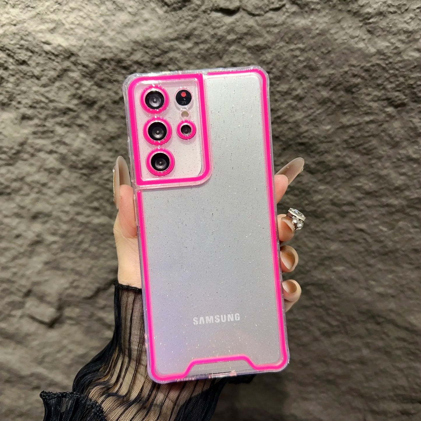 Night Light Luminous Bling Glitter Clear Case for Samsung Galaxy S22 S23 S24 Ultra S23 Plus S21 FE Glowing Silicone Soft Cover