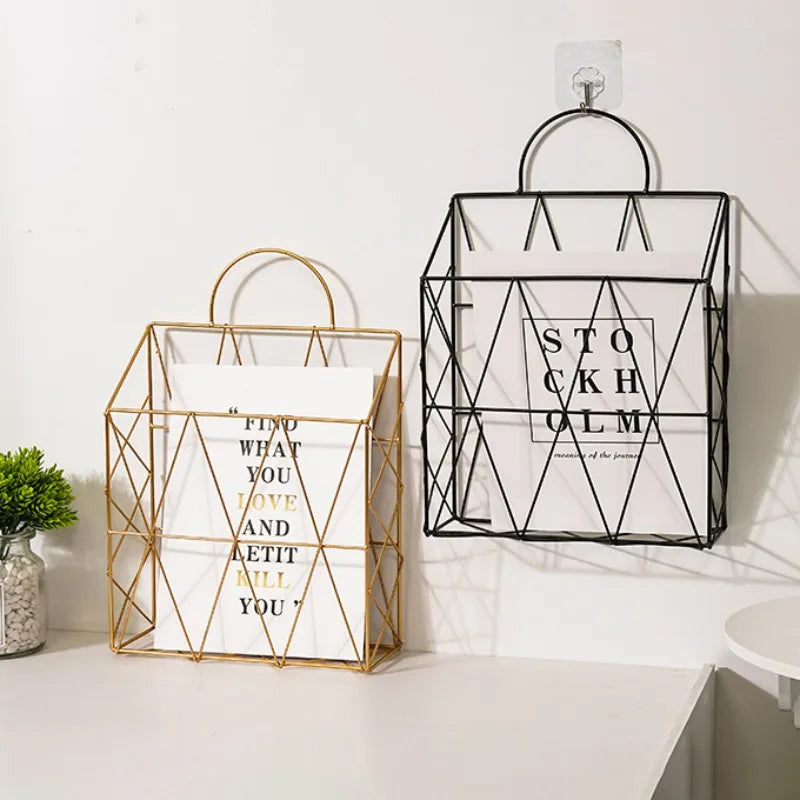 Wall Newspaper Magazine Racks Nordic Metal Iron Wall Hanging Holder Book Shelf Storage Organizer DIY Home Storage Decoration - THOOBO!
