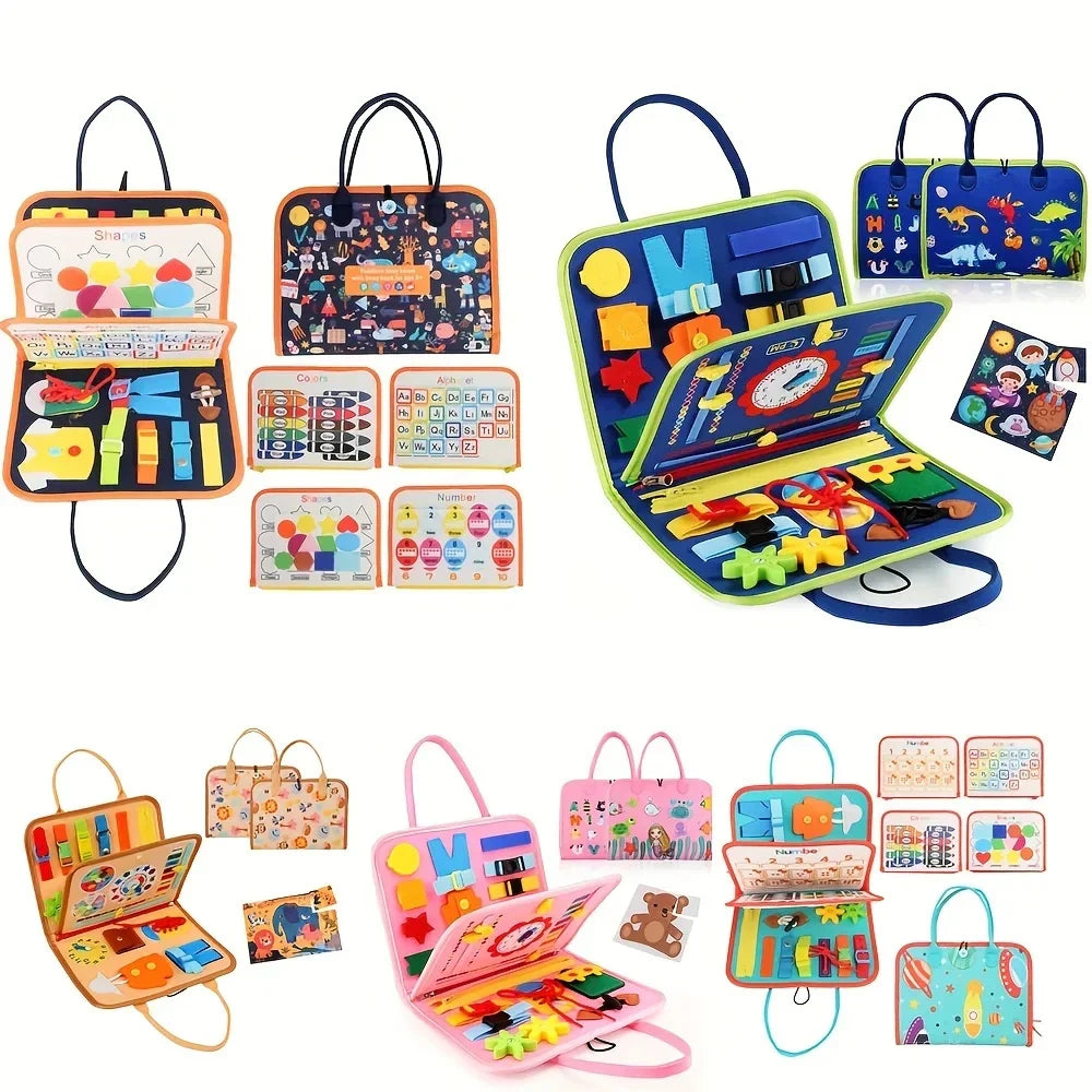 Busy Board Montessori Sensory Toy – Educational Travel Activity Board