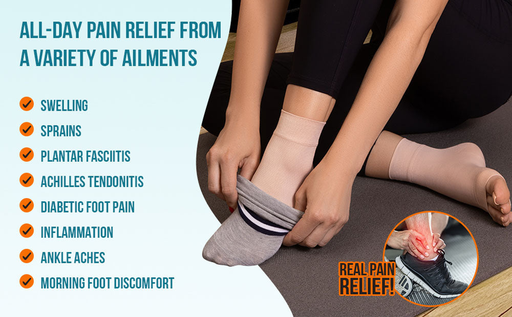 1 Pair Plantar Fasciitis Socks Sleeves, 20-30mmHg Compression Socks for Ankle Support, Injury Recovery, Eases Swelling Women Men