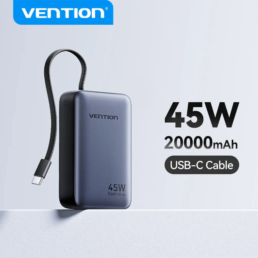 Vention CCC 45W 20000mAh Power Bank Fast Charging Portable Charger for Xiaomi iPhone Pro Max Samsung Galaxy Battery 3C Powerbank